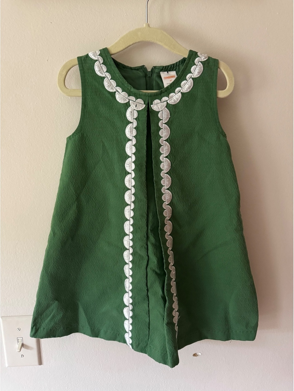 Gymboree embroidered Green corduroy like dress